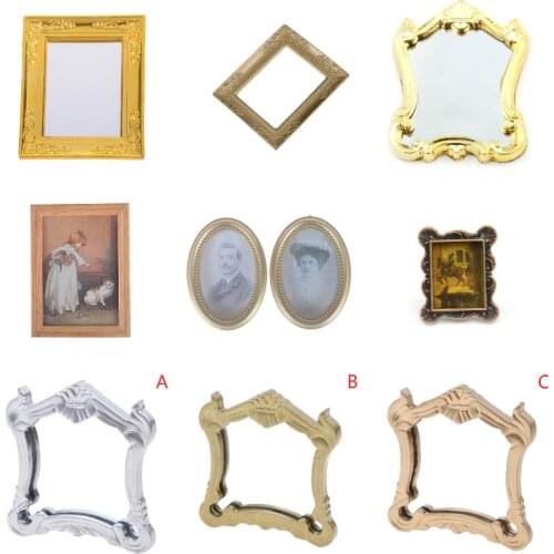 1/12 Resin Photo Frame Dollhouse Mini Oil Painting Dollshouse Miniature Furniture Doll House Resin Picture Frame Toys
