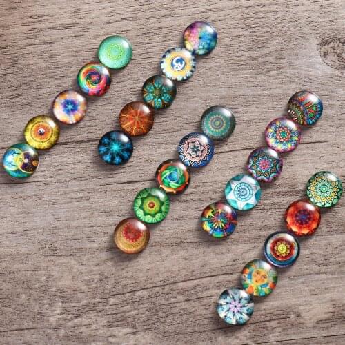 100pcs 12mm Mixed Round Mosaic Tiles Jewelry Decoration For Crafts Glass Mosaic Supplies For DIY Jewelry Making