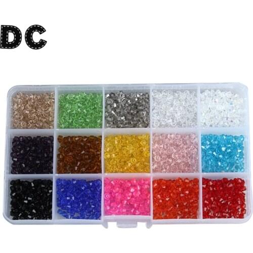 1710pcs/box 15 Mixed Colors 4mm Drop Shape Beads Glass Beads Crystal Loose Spacer Beads for Bracelet Necklace DIY Jewelry Making