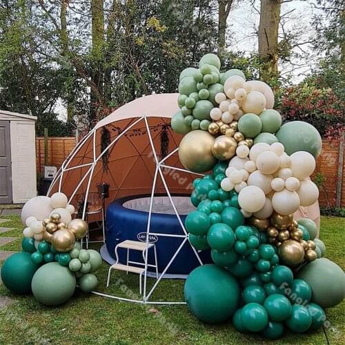 182pcs Dusty Green Natural Sand Chrome Gold Balloon Garland Arch Kit Baby Shower Wedding Gender Reveal Birthday Party Supplies