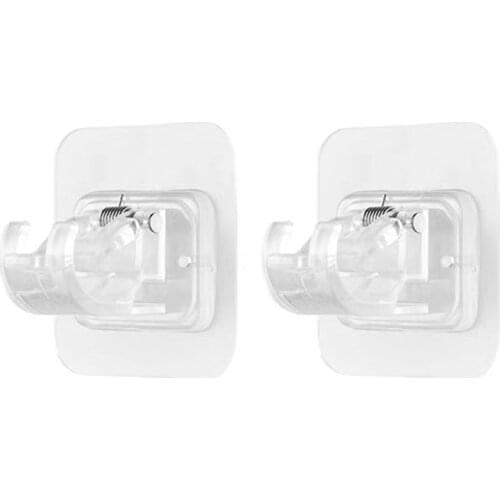 2 Pcs Transparent Hanging Rod Clamp Bathroom Shower Curtain Rod Fixed Clip Bracket Hook Holder Hanger