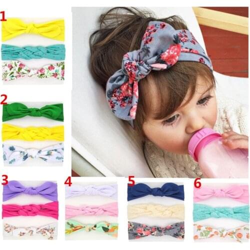 3PCS Kids Headband Bow For Girl Print Hairbands Turban Knot Kids Turbans Accessoire Printed Headband Baby Girl Accessories wf