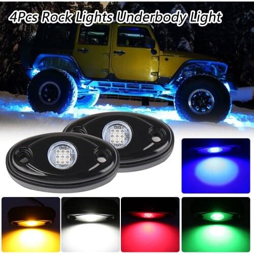 4Pcs Rock Lights 4-Pod for JEEP Offroad Truck UTV ATV Boat Underbody Light