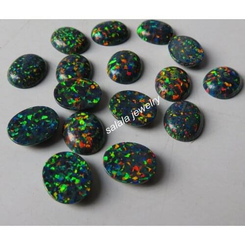 50pcs/lot 10x12mm Oval Opal Colorful Synthetic Oval Cabochon Fire Opal Stone Oval Cabochon Opal