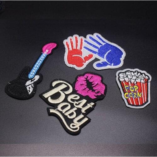 50pcs/lot Anime Embroidery Letter Cherry Patch Hand Lip Eye Baby Clothing Decoration Diy Iron Heat Transfer Applique Butterfly