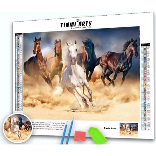 5D Diamond Embroidery Running Horses Diamond Painting Full Round Drill Embroidery Cross Stitch Animal Rhinestone Pictures