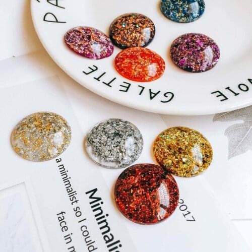 8pcs Round Resin Plastic Cameo Cabochons Mixed Colors Cabochon Setting Supplies for Jewelry Accessories Flat Back Base