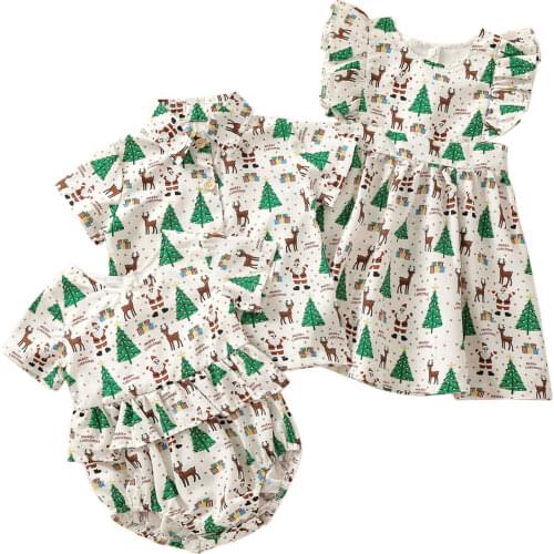 Citgeett Summer Christmas Kids Baby Girls Baby Short Sleeve Romper Sleeveless Dress Boys Shirt Xmas Clothes