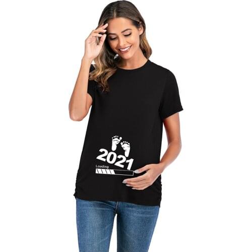 Baby Loading 2021 Printed Pregnant T Shirt Maternity Short Sleeve T-shirt Pregnancy Announcement Shirt New Mom Tshirts Clothes#L