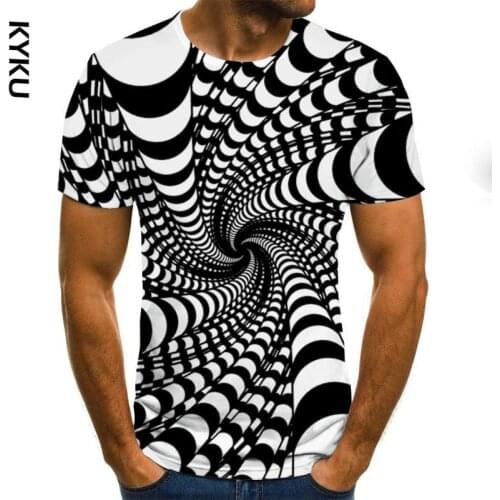 Summer Fashion Colorful 3D Printing Short Sleeve Mens T-Shirt Summer Casual Round Neck T-shirt Fun Rotating Pattern Street Clot