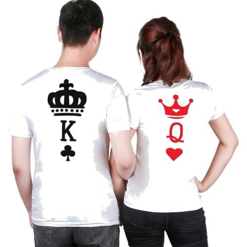 Full Cotton For Men Women T-shirt Clothes Femme Tshirt Streetwear Tee Shirt Homme White T Shirt Women King Queen Couple T Shirt