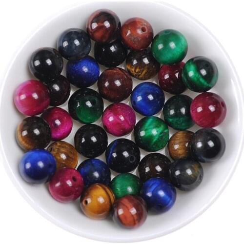 Hot Sale Multicolor Mixed Tiger Eye Beads Round Natural Stone Loose Beads For Jewelry Making Diy Bracelet Strand 15" Pick Size