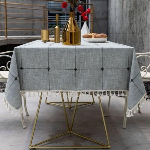 Cotton linen grey plaid tablecloth decorative gingham pattern table cloth cover for tea table table cloth cabinet cover