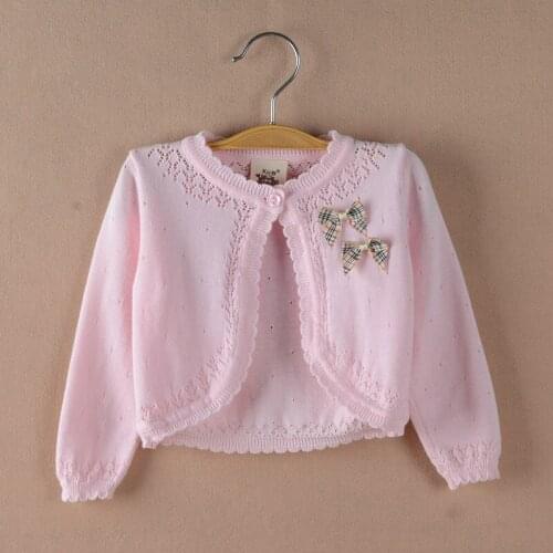Cardigan Sweater Baby Girl Bow Sweet One Button Cotton Newborn Summer Infant Jacket 3 to 24 Month Baby Clothes OKC205024
