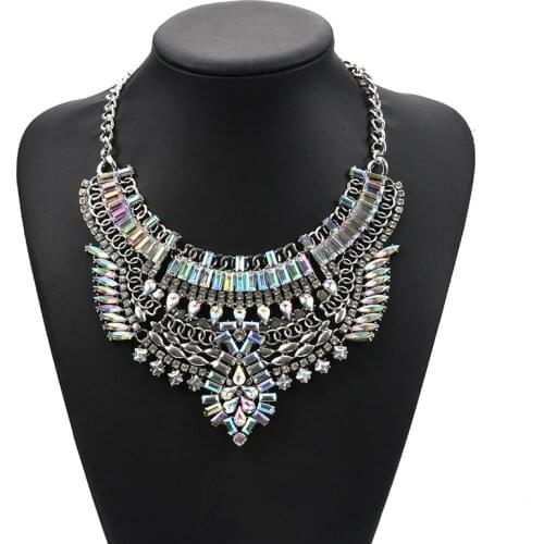 PPG&PGG New Fashion Crystal Choker Women Dress Exaggerated Vintage Statement Necklaces & Pendants Collars