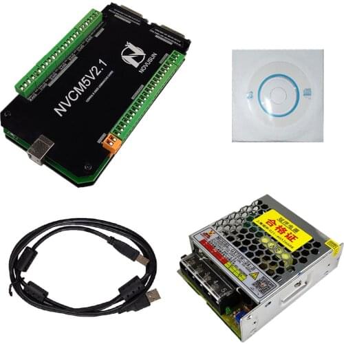 CNC kit NVCM V2.1 4-axis Mach3 USB card 300KHz CNC router 3 4 5 6-axis motion control card breakout board, 75W 24V DC