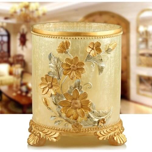 Luxury Trash Bin Bedroom Europe Stainless Steel Modern Trash Bin Storage Rangement Cuisine Household Cleaning Tools BD50WB