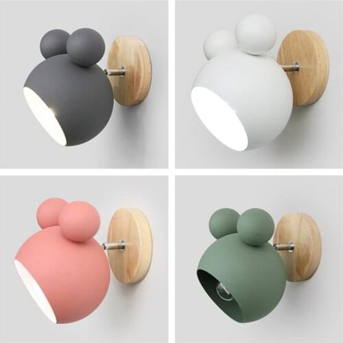 Novelty Creative Led Wall Lamp With Iron Lampshade Wood Lighting Fixture Bedside Kids Room Corridor Nordic Wall Light Luminaire