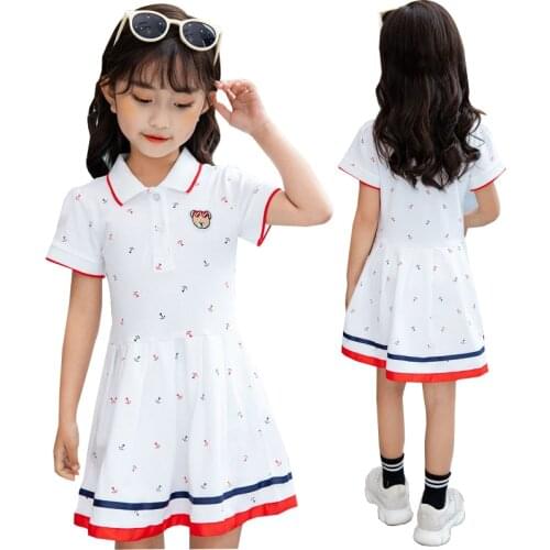 2021 Hot Sale New Summer Kids Girl Dresses Cute College Style Lapel Baby Girl Princess Dress Fashion Children Clothing 4-14year