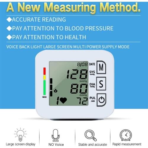 Cuff Wrist Sphygmomanometer Blood Pressure Meter Monitor Heart Rate Pulse Electric Automatic Digital LCD Tonometer BP Portable