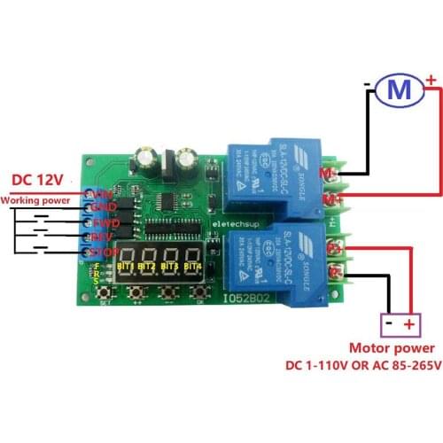 12V 30A Multifunction DC/AC Motor Controller Relay Board Forward Reverse Control Automatic Delay Cycle Start Stop Switch Module