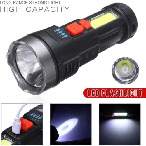 Multi-function LED Rechargeable Flashlight Powerful 4 Lighting Modes Ultra Bright Torch Outdoor Camping Lamp With Charging Cable