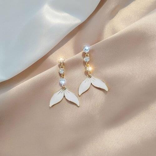 Fashion Fishtail Dangle Earrings 2021 New Crystal Rhinestone Drop Earrings Pendant Earrings for Women Jewelry Party Gift