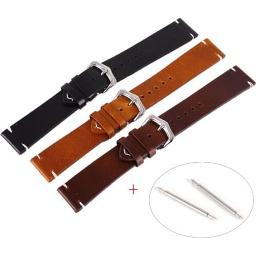 Genuine Leather Watchbands 18/20/22/24 mm Watch Steel Pin buckle Band Strap High Quality Wrist Belt Bracelet hr