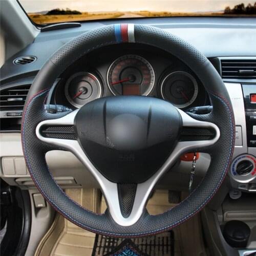 DIY Anti-Slip Wear-Resistant Steering Wheel Cover For Honda Jazz 2008-2014 City 2009-2013 Car Interior Decoration