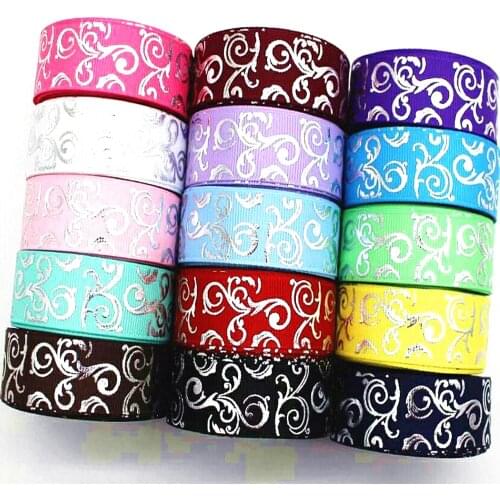New 7/8 (22mm) 10 yards silver foil multicolor grosgrain ribbon hair accessories hair bow diy bow gift party decoration cartoon