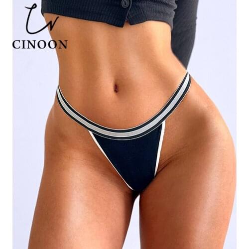 CINOON New Sexy Panties Women Cotton Underwear Sport G-String Thong Fitness Elasticity Underpants Soft Female Intimates Lingerie