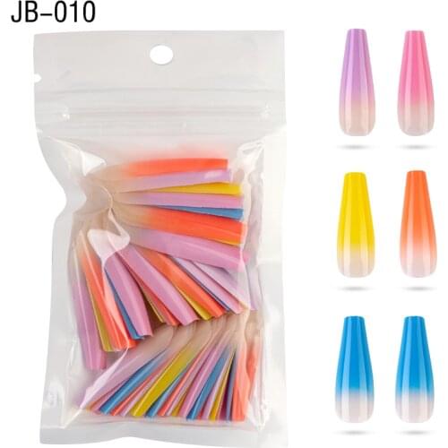 New 20/30/50pcs Gradient Nails Art Artificial Long Ballerina Fake Nail Tips Press on Coffin Pink Purple Display Set Decorations