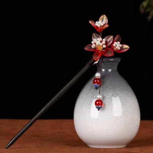 New Chinese Style Hair Stick Pearl Headdress Flower Hair Jewelry Handmade Headdress Hairpin Wedding Hair Accessories Prom Tiara