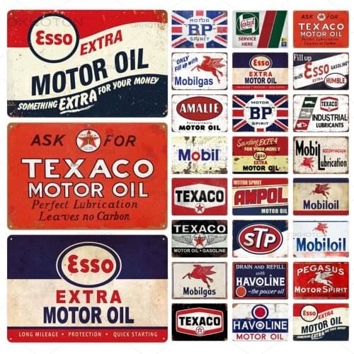 Motor Oil Plaque Tin Signs Vintage Metal Sign Retro Garage Decor Plaque Metal Vintage Bar Pub Garage Gas Station Decorative