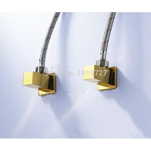 Wholesale 2 Pcs New Golden Brass Diverter 1/2" x 1/2" Angle Stop Ceramic Mixing Shut Off Valve Bathroom Faucet Accessories