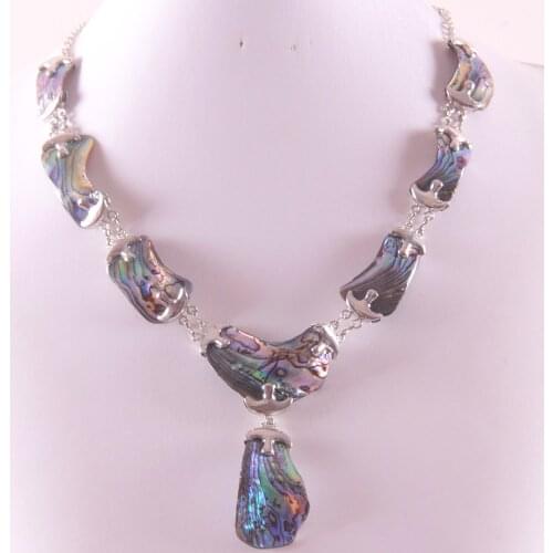 Natural New Zealand Abalone Shell zinc alloy Beads Necklace Free Shipping E839