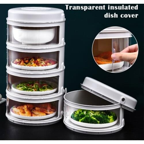 Transparent Plastic Dustproof Insulation Food Cover Fresh-keeping Cover with Sliding Door Household Drop Shipping