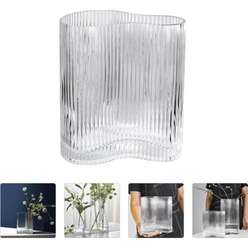 1pc Transparent Glass Vase Decor Unique Delicate Water Planting Container Vase Container