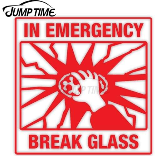 Jump Time 13cm x 13cm Car Sticker In Emergency Break Glass Decals Personality Trunk Windshield Waterproof Vinyl Car Accessories