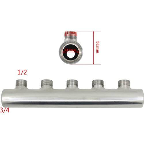 3/4*1/2 Stainless steel Water Distribution Manifold for Underfloor Heating System(2-12 port) Open at both ends