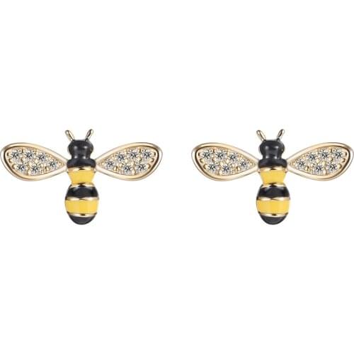14k Gold Jewelry Real Gold Cute Honeybee Stud Earrings for Women Jewelry Gold Earrings Designer Gift Anillos Mujer