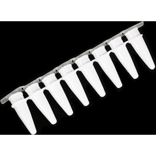 PCR Tubes 0.2ml PCR 8-Centrifuge Tube Strips With Cover Porcelain White Micro Plastic Tube For Agarose Gene Experiment 200 / PK