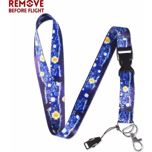 Novelty Van Gogh Starry Night Lanyard For ID Badge Card Pass Gym Mobile Phone USB Badge Holder Hang Rope Fashion Lariat Lanyard