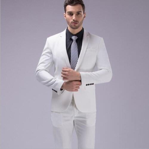 British-style Bridegroom Wedding Formal Dress Pure White Three-piece Single-breasted Blazer Vest Trousers Suits