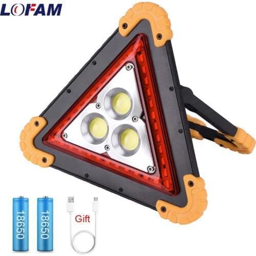 LOFAM USB COB Work Light Rechargeable Portable Spotlight Triangle Warning Light for Outdoor Camping Hiking Emergency