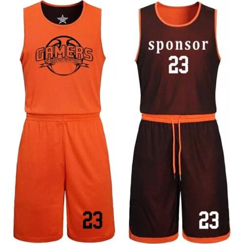 Kids Men Double sided basketball training jersey set blank college basketball jerseys tracksuits breathable basketball jerseys