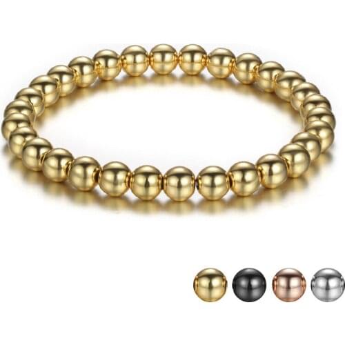 Vintage 6mm Copper Beads Bracelet Copper Ball Elastic Bracelet For Women and Men Jewelry Gift For Lovers