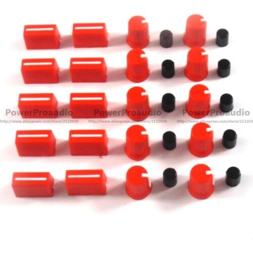 10PCS Rotary Knob+10PCS Fader Cap For Rane Mixer TTM 57 61 62 64 68 (Red)