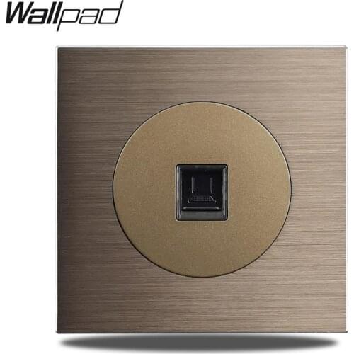 Wallpad L6 Internet Data Ethernet RJ45 CAT5E CAT6 Outlet Wall Socket Brown Brushed Aluminum Panel 86 * 86mm
