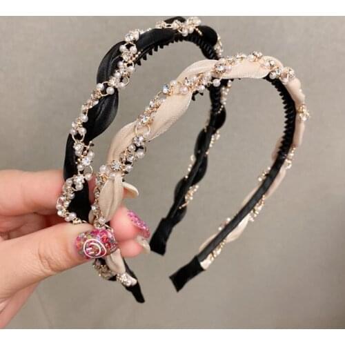 Korean pearl press hairbands net celebrity braid with diamonds gorgeous women tender hair hoop hair accessorie